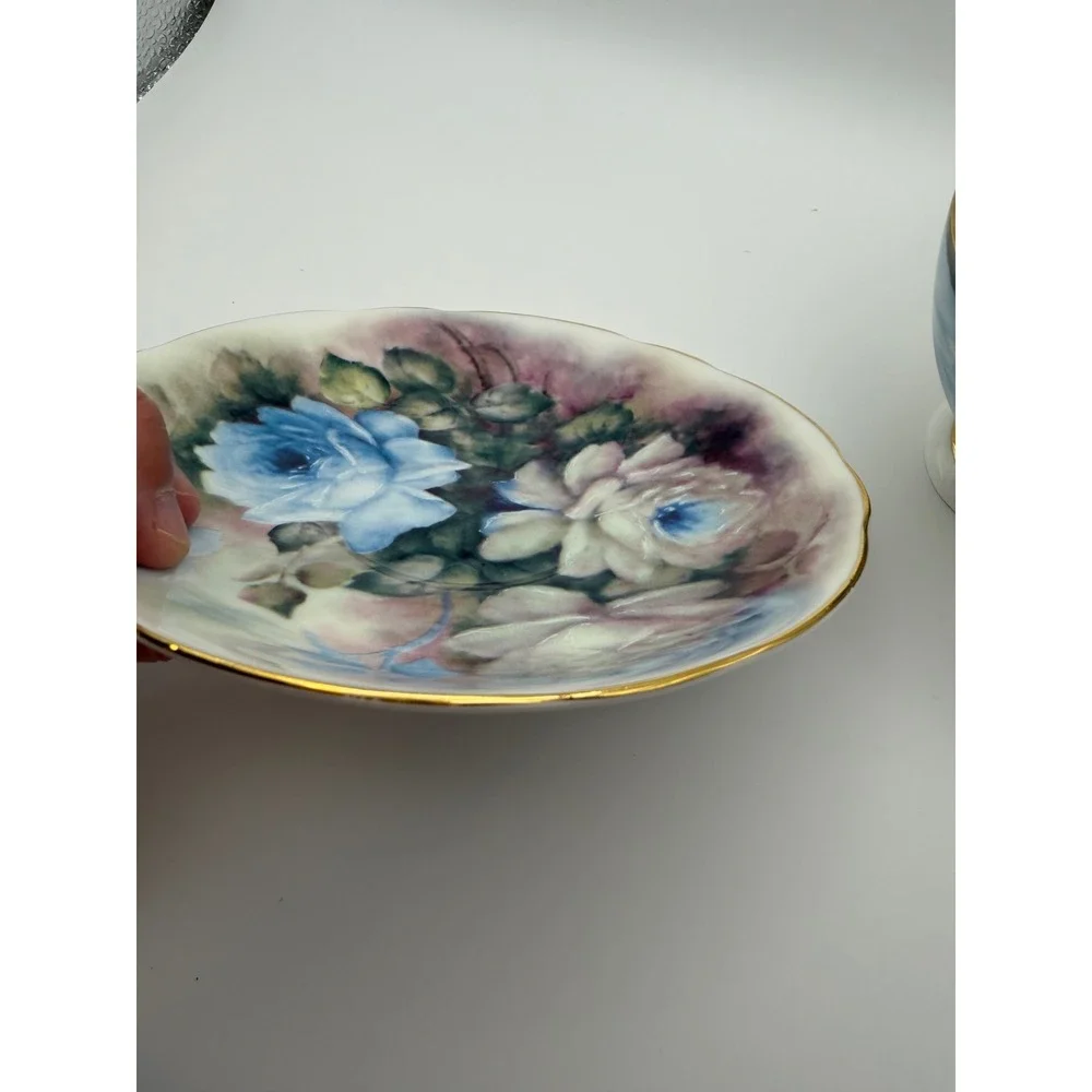 Vintage Royal Garden Rose Blossom Teacup & Saucer Set of 4 Staffordshire England